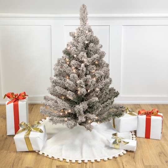 3Ft Pre-Lit Heavily Flocked Madison Pine Medium Artificial Christmas Tree, Clear Lights By Northlight in Green | 3 ft | Michaels®